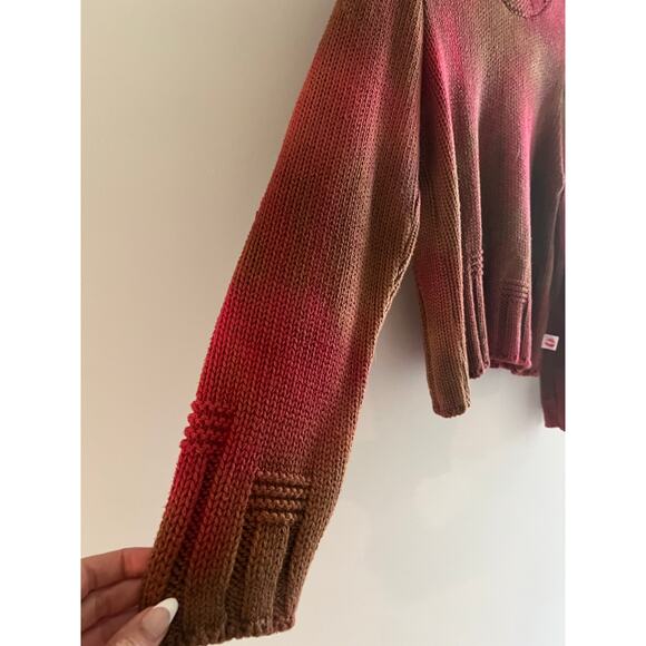 RARE VTG Iwan Ciw Designer Knit Sweater Brown & Red Cotton Made In USA Med JL - Picture 2 of 8